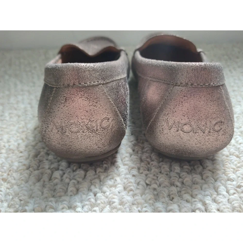Vionic Debbie Metallic Leather Driving Loafers Rose Gold Bronze Moccasins 7.5